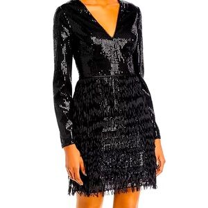Aidan Mattox Women's Sequin Fringe Cocktail ❤️